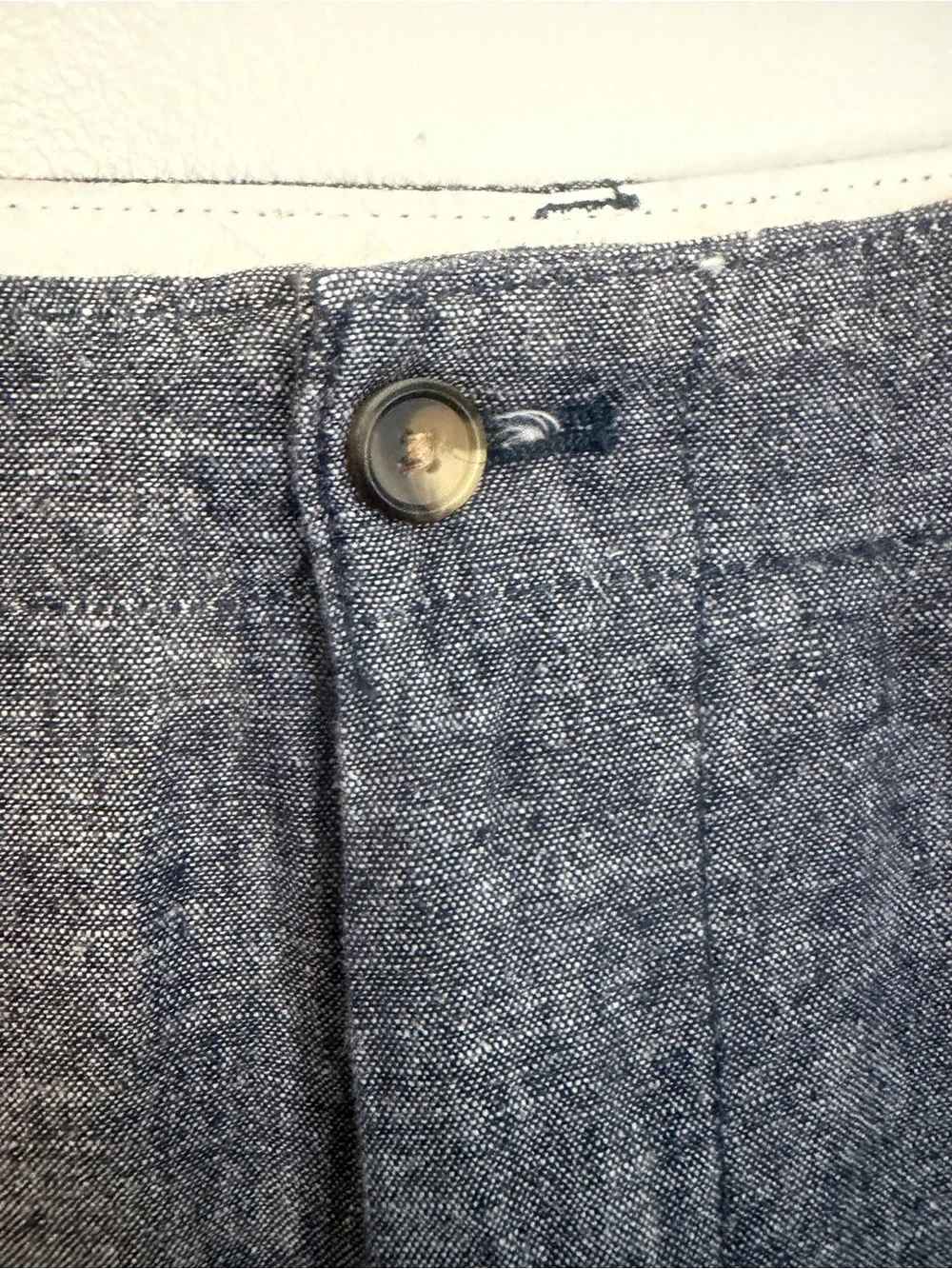 J Crew Mercantile Men's Navy blue Linen-Blend Chambray Chino Casual Shorts Sz 35